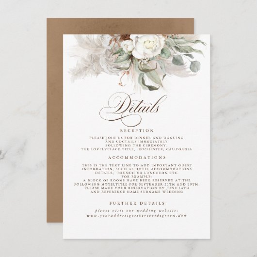 パンパスグラスアースシェードフローラ結婚ズ詳細 エンクロージャーカード (正面/裏面)