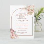 パンパスグラスアーチ写真卒業パーティー 招待状 (スタンド正面)