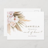 パンパスグラスウィルメイド・オブ・オーナー（花嫁付き添い人） インビテーションポストカード (正面/裏面)