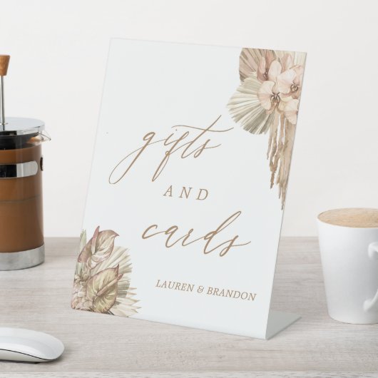 パンパスグラスウェディングカードとギフトペデスタルサイン 台座サイン (インサイチュ)