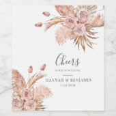 パンパスグラスウォーターカラーテラコッタフローラ ワインラベル (シングルラベル)