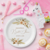 パンパスグラスウォーターカラーボホエレガントブライダルシャワー ペーパープレート (パーティー)