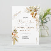 パンパスグラスウォーターカラーボホエレガントブライダルシャワー 招待状 (スタンド正面)