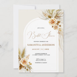 パンパスグラスウォーターカラーボホブライダルシャワー 招待状