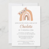 パンパスグラスウォーターカラーレインボーファースト誕生日 招待状 (正面)