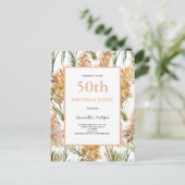 パンパスグラスウォーターカラー50誕生日 インビテーションポストカード (スタンド正面)