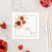 パンパスグラスエレガントテラコッタフローラズ結婚 スタンダードカクテルナプキン (インサイチュ)