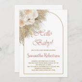 パンパスグラスエレガントボヘミアンバラベビーシャワー 招待状 (正面/裏面)
