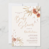 パンパスグラスエレガントボヘミアンベビーシャワー 招待状 (正面)
