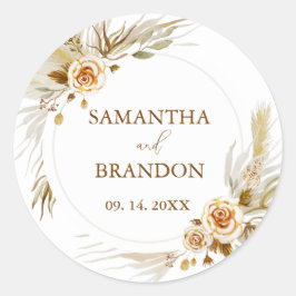 パンパスグラスエレガントボホ結婚トロピカル ラウンドシール