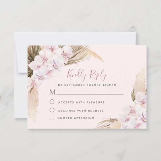 パンパスグラスオーキズフローラトロピカル結婚ズ 出欠カード (正面)