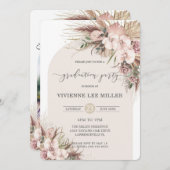 パンパスグラスオーキッドフローラアーチ写真卒業 招待状 (正面/裏面)