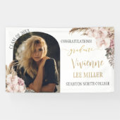 パンパスグラスオーキッドフローラ写真卒業パーティー 横断幕 (横)