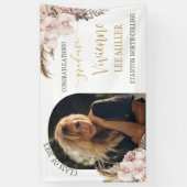 パンパスグラスオーキッドフローラ写真卒業パーティー 横断幕 (縦)