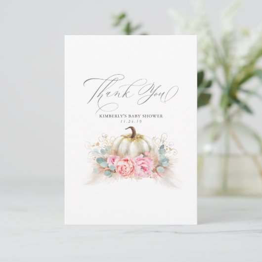パンパスグラスカボチャ赤ちゃんシャワーありがとう サンキューカード (スタンド正面)