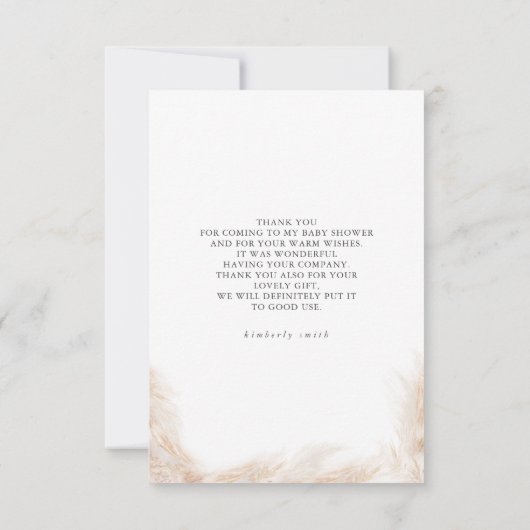 パンパスグラスカボチャ赤ちゃんシャワーありがとう サンキューカード (裏面)