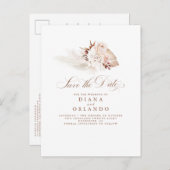 パンパスグラスクリームフラワーエキゾチック保存日付 案内ポストカード (正面/裏面)