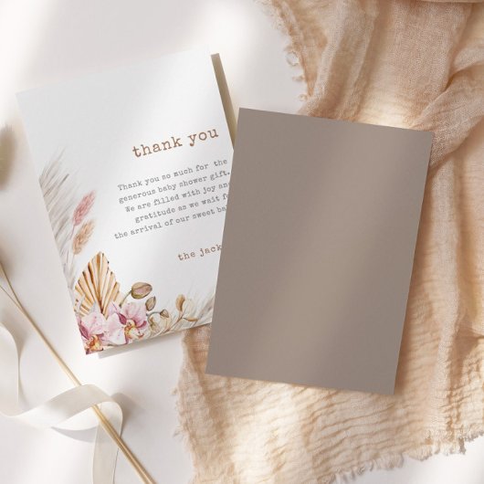 パンパスグラスシックbohoベビーシャワーサンキューカード 招待状