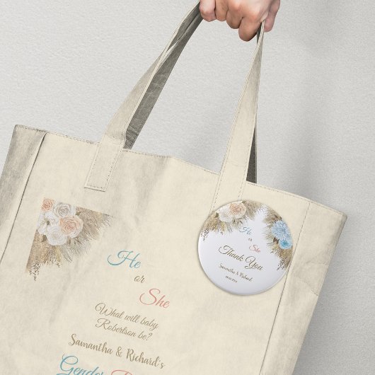 パンパスグラスジェンダー表示パーティーありがとう 缶バッジ