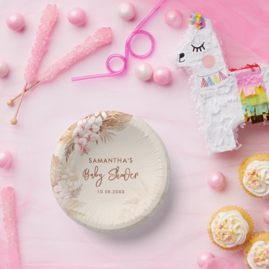 パンパスグラススクリプトピンクフローラ赤ちゃんシャワー ペーパーボウル (パーティー)