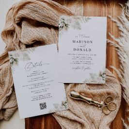 パンパスグラスセージ結婚グリーン 招待状