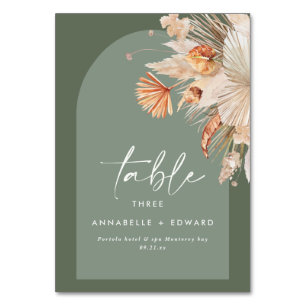 パンパスグラスセージ緑さびボヘミアンモダン テーブルナンバー