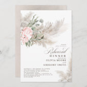 パンパスグラスセージ緑のフローラリハーサルディナー 招待状 (正面/裏面)