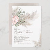 パンパスグラスセージ緑フローラブライダルシャワー 招待状 (正面/裏面)