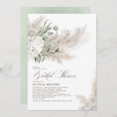 パンパスグラスセージ緑フローラブライダルシャワー 招待状 (正面/裏面)
