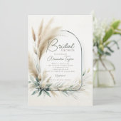 パンパスグラスセージ緑ボーホアーチブライダルシャワー 招待状 (スタンド正面)