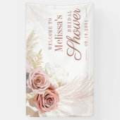 パンパスグラスタンブライダルシャワーウェルカムバナー 横断幕 (縦)