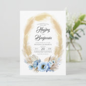 パンパスグラスダスティブルーフラワートロピカルズ結婚ズ 招待状 (スタンド正面)