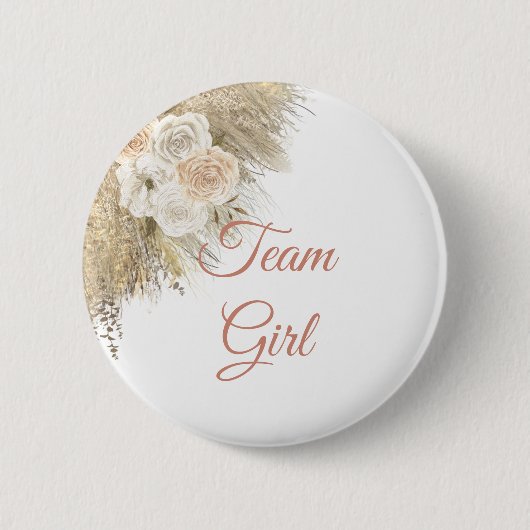 パンパスグラスチーム女の子の投票ジェンダーリビールパーティー 缶バッジ (正面)