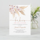 パンパスグラスツインガールズベビーシャワー 招待状 (スタンド正面)