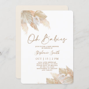 パンパスグラスツインズベビーシャワー 招待状