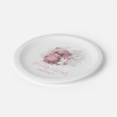 パンパスグラステディベア赤ちゃんシャワーピンクボホ ペーパープレート (アングル)