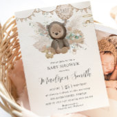 パンパスグラステディベア赤男女兼用ちゃんシャワー 招待状