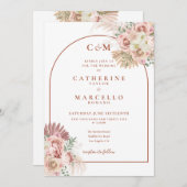 パンパスグラステラコッタアーチモノグラム結婚ズ 招待状 (正面/裏面)