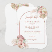 パンパスグラステラコッタアーチ結婚フローラ救ズT セーブザデート (正面/裏面)