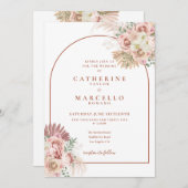 パンパスグラステラコッタアーチ結婚フローラ 招待状 (正面/裏面)