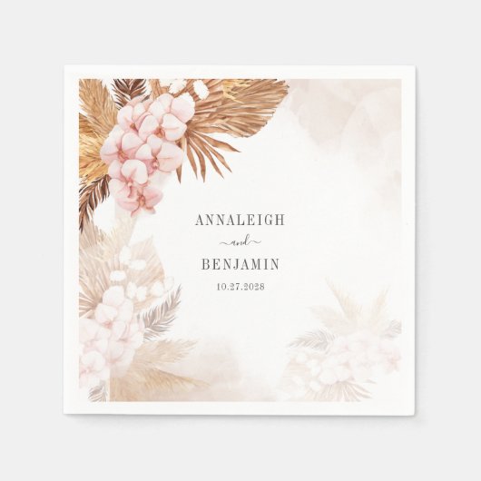 パンパスグラステラコッタウェディングレセプション紙 スタンダードカクテルナプキン (正面)