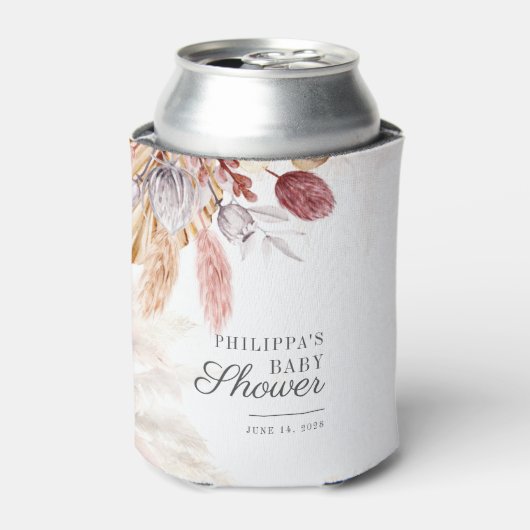 パンパスグラステラコッタスクリプトベビーシャワー 缶クーラー (缶正面)