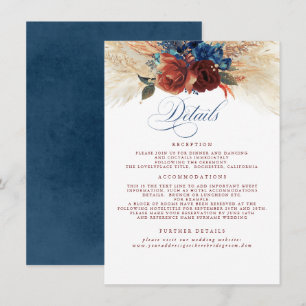 パンパスグラステラコッタネイビーブルー結婚ズ詳細 エンクロージャーカード