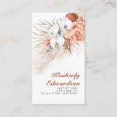 パンパスグラステラコッタフラワーズホワイトオーキッシュシック 名刺 (正面)