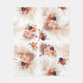 パンパスグラステラコッタフラワーズボタニカルエレガント フリースブランケット (正面)