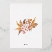 パンパスグラステラコッタフローラベビーシャワー金ゴールド 箔招待状 (裏面)