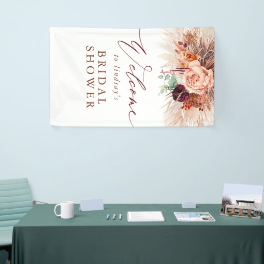 パンパスグラステラコッタブライダルシャワーウェルカム 横断幕 (トレードショー)