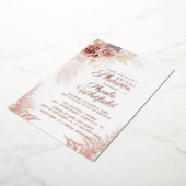 パンパスグラステラコッタブライダルシャワーバラ金ゴールド 箔招待状 (回転した状態)