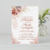 パンパスグラステラコッタブライダルシャワーバラ金ゴールド 箔招待状 (立ち正面)