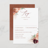 パンパスグラステラコッタブルガンディレッドウェディングRSVP 出欠カード (正面/裏面)